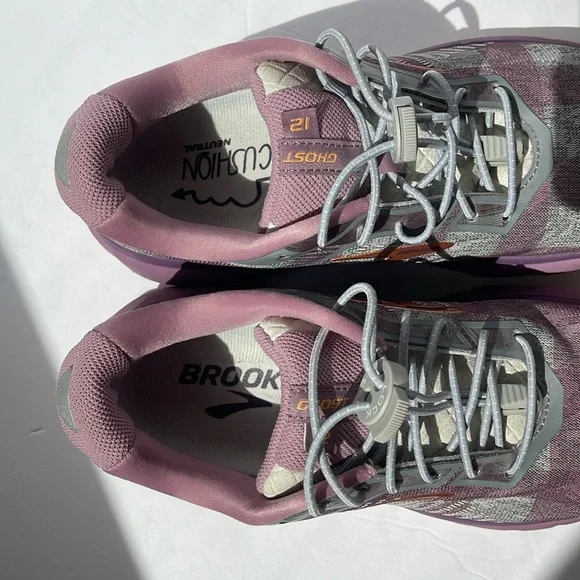 Brooks Women's Ghost 12 Purple Gray Plaid Sneakers 7 - Picture 4 of 11